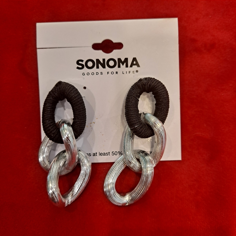 Williams Sonoma Black and Silver Chain Earrings